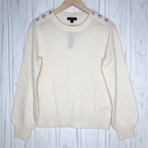 J Crew Sweaters J Crew Crewneck Sweater With Jeweled Buttons