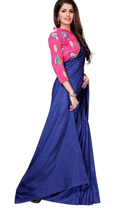 Navy Blue Party Wear Sanna Silk Saree With Out Blouse Piece At Rs