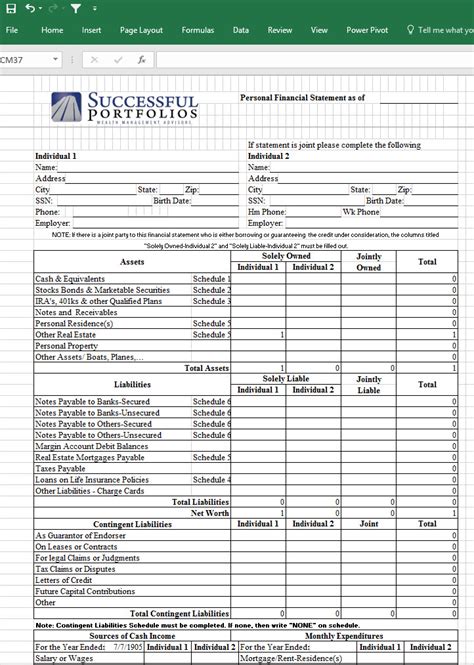 Financial Statements Excel Template