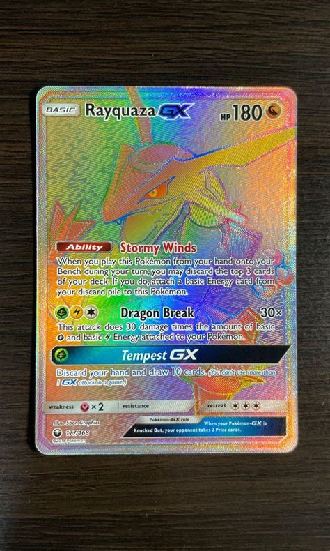 Rayquaza Gx Celestial Storm Rainbow Secret Rare Pokemon Card