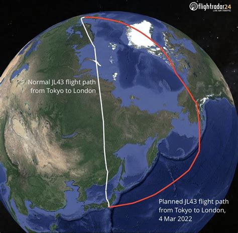 Flight Jl Tokyo To London Now Flies Over Alaska Instead Of Russia