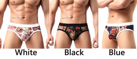 Sexy Colorful Hollow Lace Flower Mesh Underwear U Pouch Thong Briefs For Men Lingerie Men S