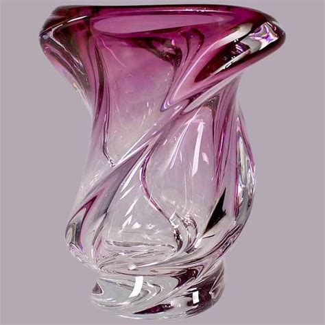 Vase En Cristal Val Saint Lambert Vintage Circa Art Verre