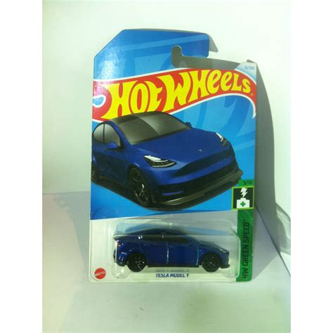 Hot Wheels HW Green Speed Mini Collection Tesla Model Y Metalflake Blue By MATTEL