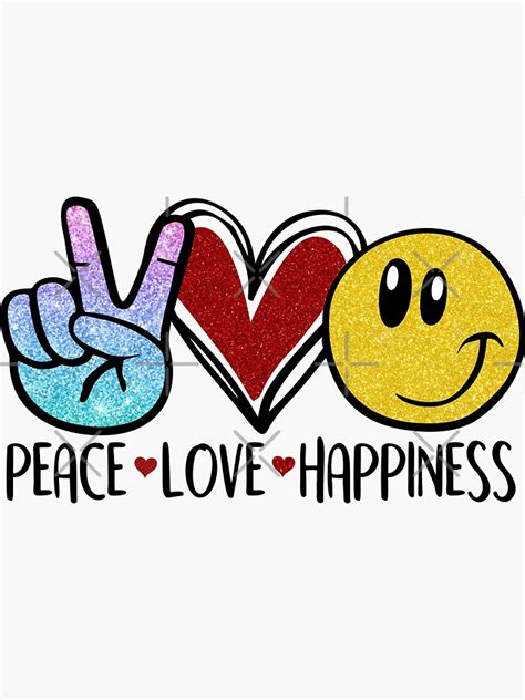 Peace Love Happiness Sticker For Sale By Khalu Redbubble