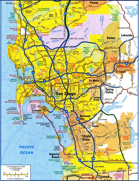 San Diego city map. Free printable detailed map of San Diego city ...