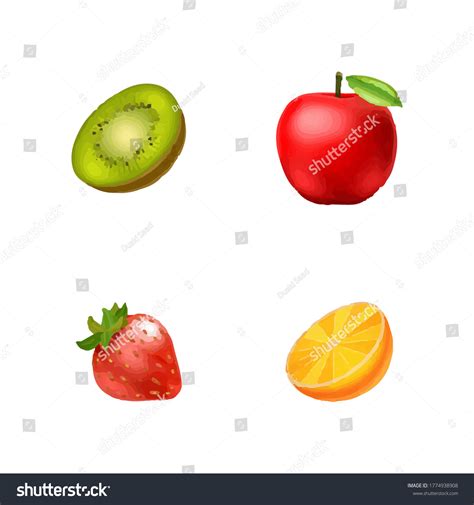 Vector Set Fruits Isolated White Background Stock Vector (Royalty Free ...