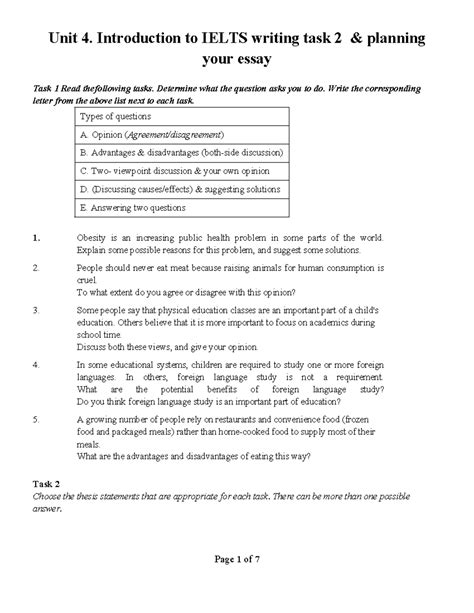 Unit 4 Day 1 Ielts Writing 4 Unit 4 Introduction To Ielts Writing Task 2 And Planning Your