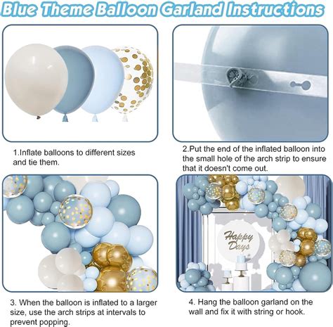 Dusty Blue Balloon Garland Kit Dusty Slate Fog Baby Blue Metallic Gold