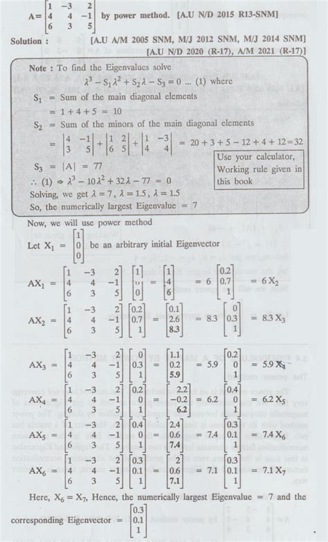 Eigen Values Of A Matrix By Power Method Solved Example Problems