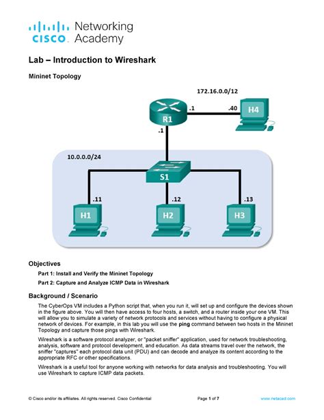 Cyber OPs Ch4 LAB1 Introduction To Wireshark Mininet Topology