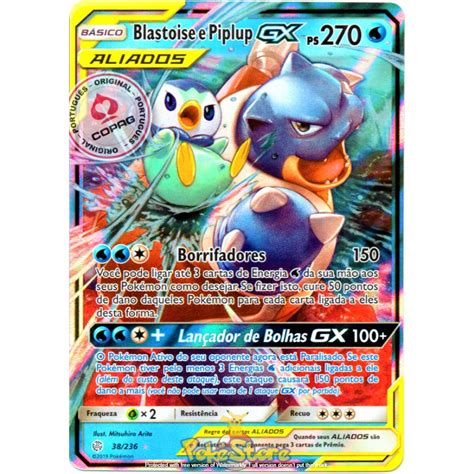 Carta Pokemon Blastoise E Piplup Gx Aliados Portugu S Original