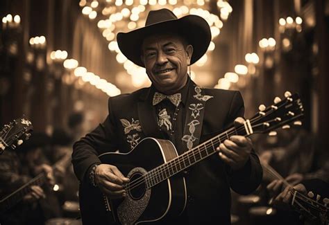 Premium Photo Man In Cowboy Hat With Guitar