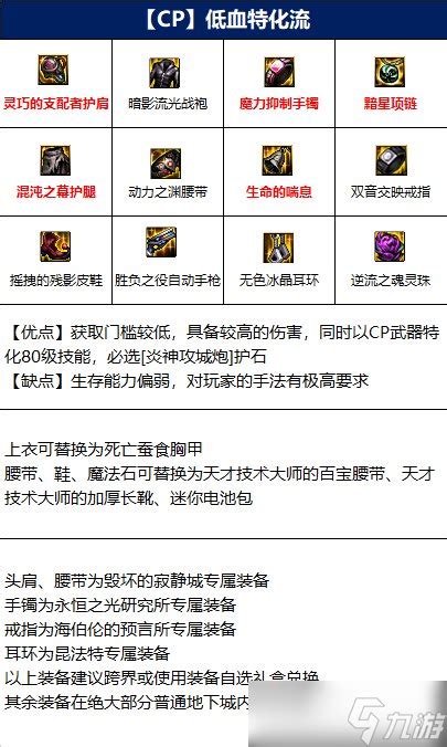 《dnf》合金战士110级低血特化流装备搭配详解九游手机游戏