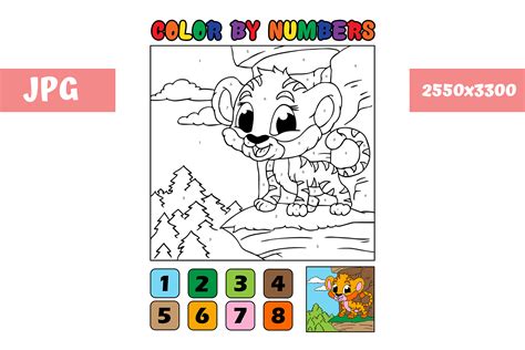 Coloring Page Color By Numbers Tiger Graphic By Mybeautifulfiles