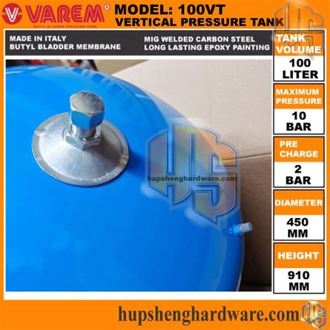 Varem Vt Vertical Butyl Bladder Pressure Tank L Bar