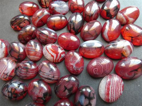 X Mm Natural Dragon Veins Agate Gemstone Cabochon Dyed Oval