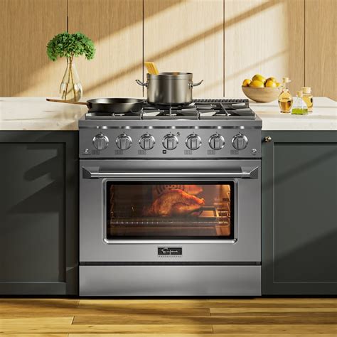 Empava 36 In 6 Burners 52 Cu Ft Convection Oven Slide In Natural Gas Range Stainless Steel In