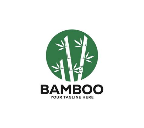 Desenho de logotipo de bambu ilustração vetorial Vetor Premium