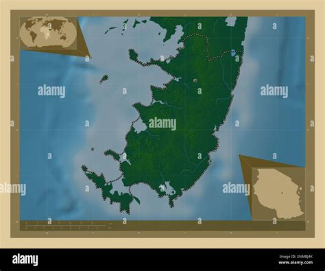 Pemba South Region Of Tanzania Colored Elevation Map With Lakes And