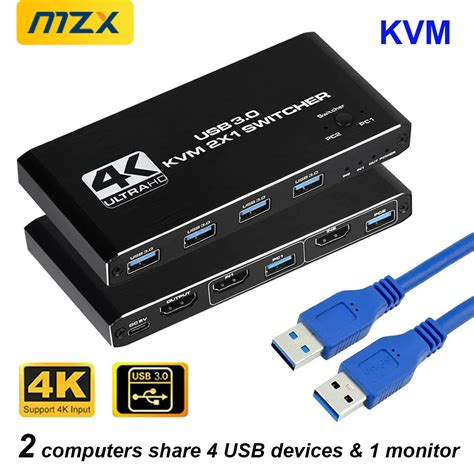 Jual MZX KVM Switch 4K 60Hz USB 3 0 Hub Docking Station HDMI Compatible