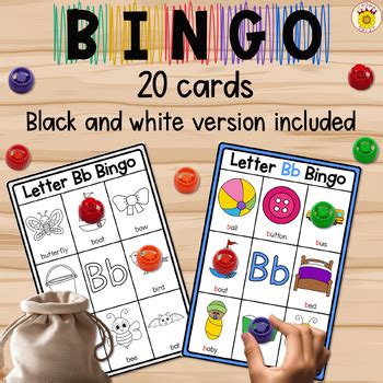 Beginning Sound Letter B Bingo Cards Fun Phonics And Alphabet Learning Game