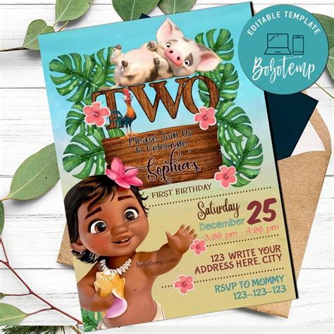 Moana Invitation Moana Birthday Invitation Moana Birthday Invitation