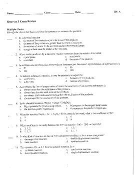 Chemistry 3rd Quarter Review Guide By Jays Stuff TPT