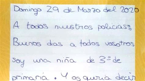 La Emotiva Carta De Una Niña “a Todos Los Policías” Que Se Arriesgan En