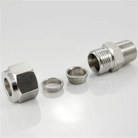 MEGAIRON 1 8 4mm OD Tube Fittings Double Ferrule Threaded Male