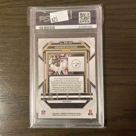 Panini Chronicles Prizm Black Silver Pb George Pickens Rc