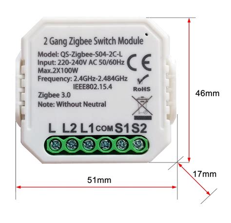 Przekaźnik dopuszkowy 2 obwody Zigbee Tuya bez N