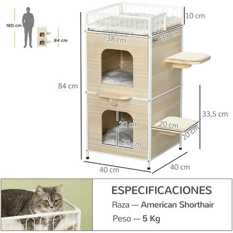 Pawhut Casa Para Gatos De Niveles Cama Cueva Para Gatitos De Madera