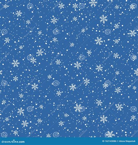 Snowflakes Seamless Pattern Christmas Blue Background Snowfall Repeat