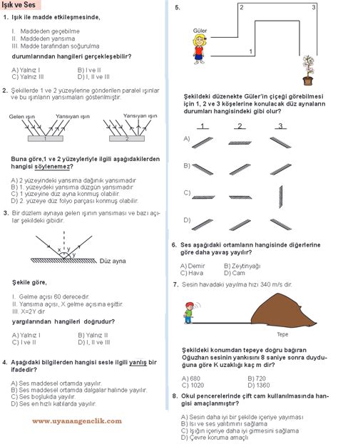 7 Sınıf Fen Bilimleri Aynalar Test