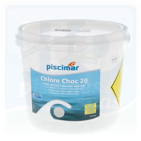 Chlore choc stabilisé PISCIMAR en pastilles de 20 grammes Seau de 5