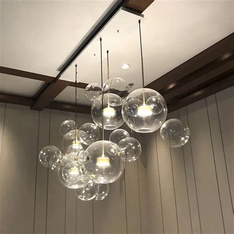 Modern Glass Bubble Ball Chandelier Glass Led Pendant Lamp Luxury ...