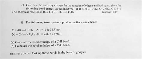 Solved Calculate The Enthalpy Change For The Reaction Of Ethene And