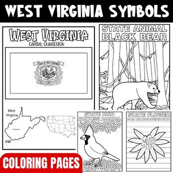 West Virginia State Symbols Coloring Page Flag Map State Flower