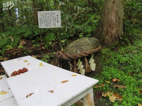 マスミさんの秋田探訪 On Twitter 【お化け石】 鹿角市十和田大湯 大湯城跡は鎌倉時代の大湯氏の居館。イタコ石がある大湯神明社の