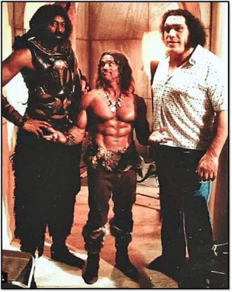 Arnold Schwarzenegger Standing Between Wilt The Stilt Chamberlain And