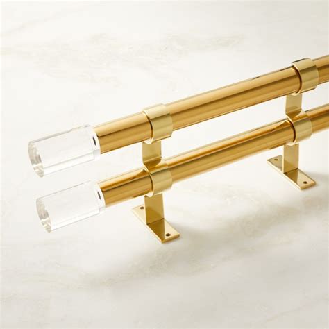 Porter Polished Brass Double Curtain Rod With Acyrlic Finial 88 120 X1