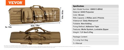 VEVOR Housse à Fusil 107 cm Sac de Transport pour Armes Longues