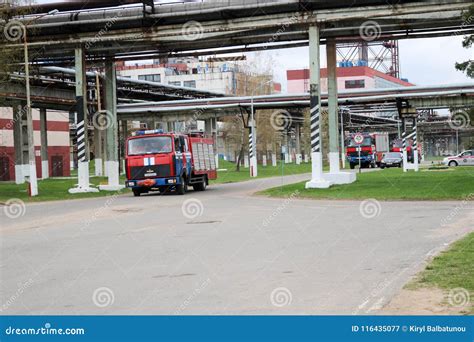 A Large Red Fire Fighting Rescue Vehicle A Fire Extinguishing Truck