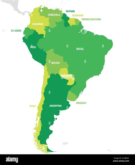 South America Region Map Of Countries In Southern America Vector