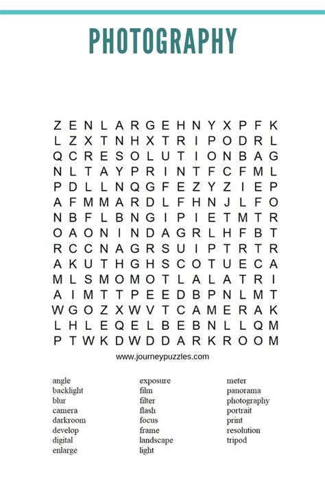 Photography Word Search Printable Free Printable Templates