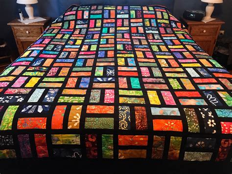 Handmade Queen Size Quilt In Bold Multi Color Batiks Etsy Queen