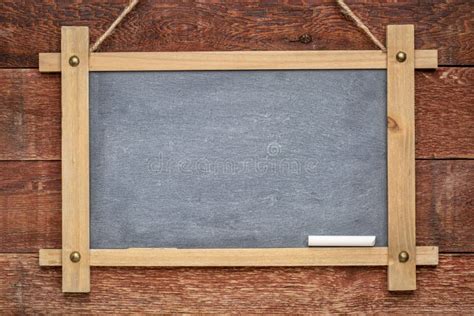 Blank Slate Blackboard Against Rustic Wood Stock Photo Image Of