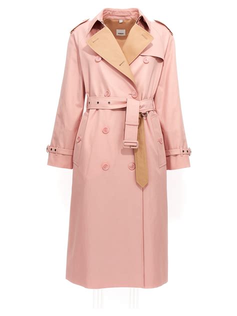 Burberry Cotton Gabardine Trench Coat In Pink Modesens