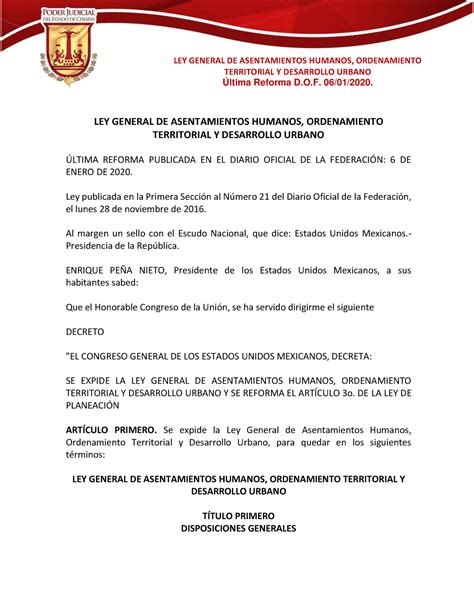 8855ley General De Asentamientos Humanos Ordenamiento Territorial Y